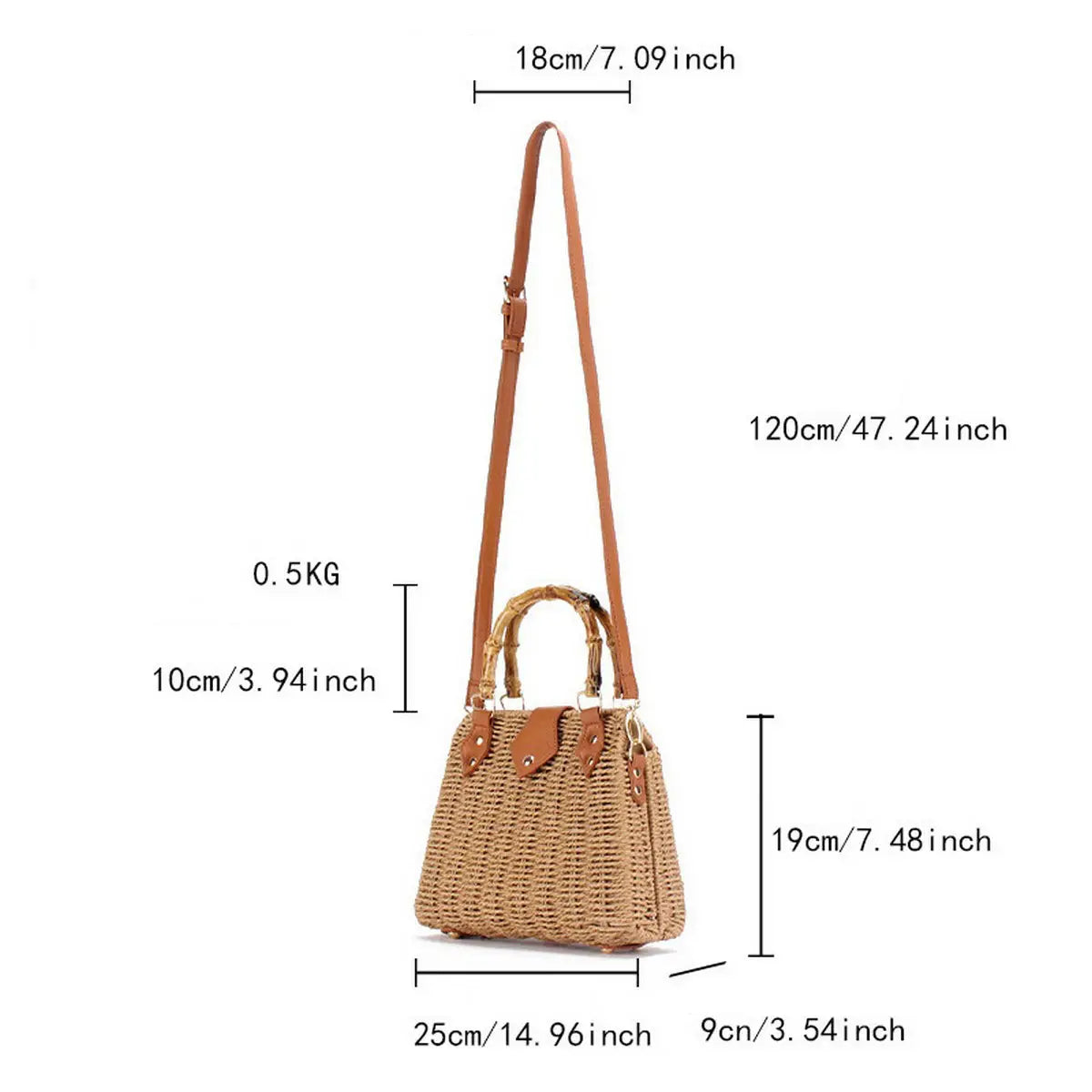 Straw Beach Bag with Bamboo Handle Purse