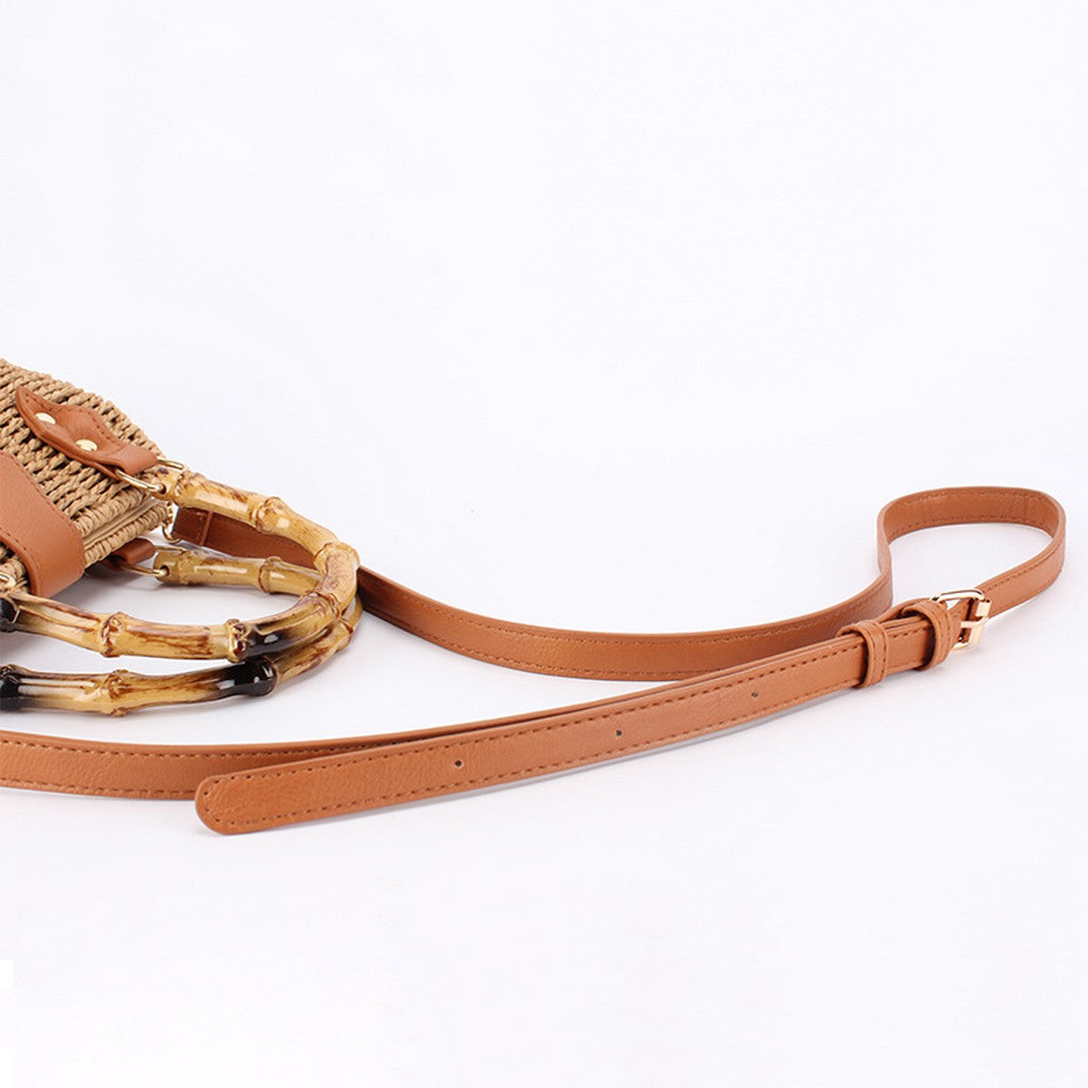 Straw Beach Bag with Bamboo Handle Purse