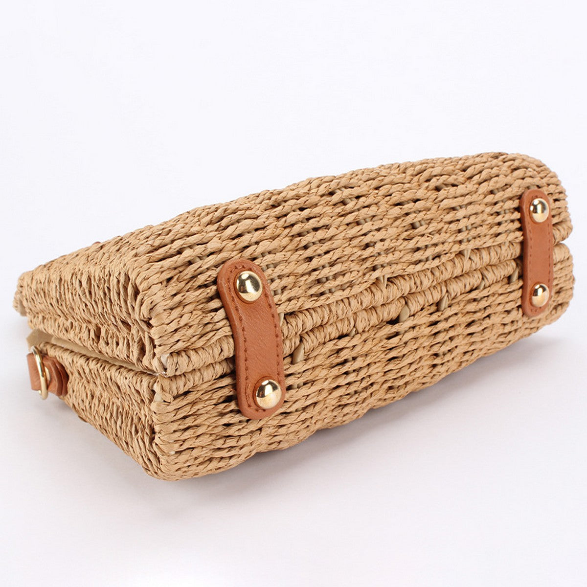 Straw Beach Bag with Bamboo Handle Purse