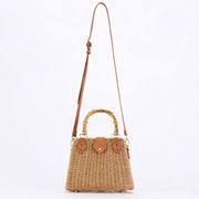 Straw Beach Bag with Bamboo Handle Purse