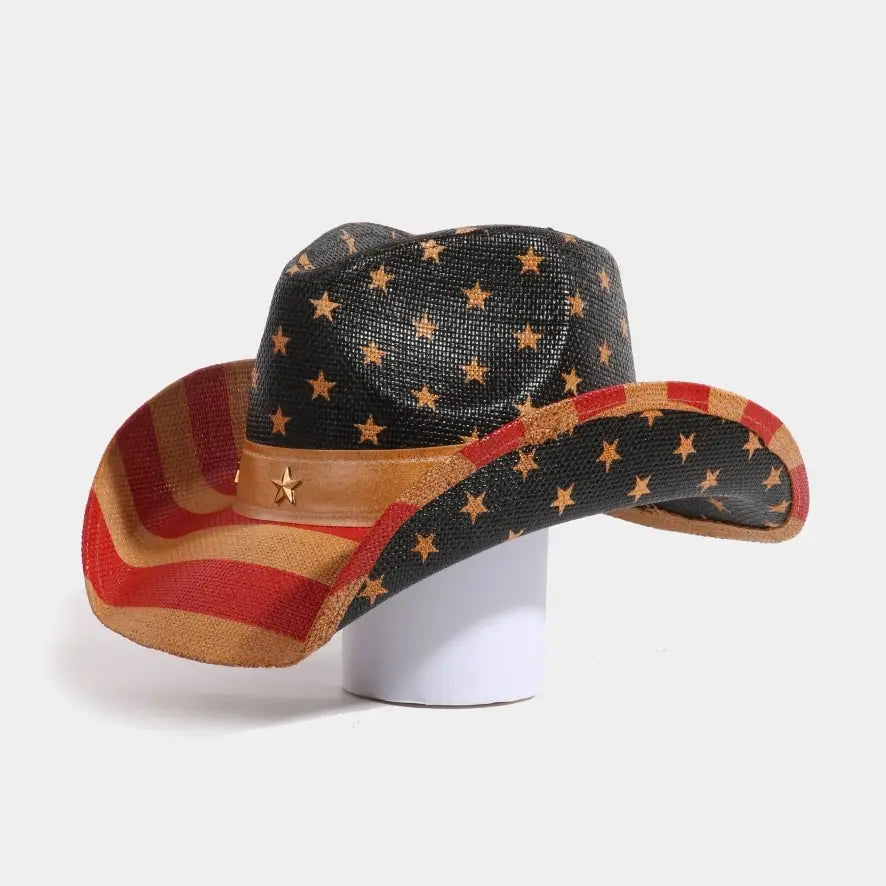 Usa Flag with Studded Stars Cowboy/Cowgirl Hat