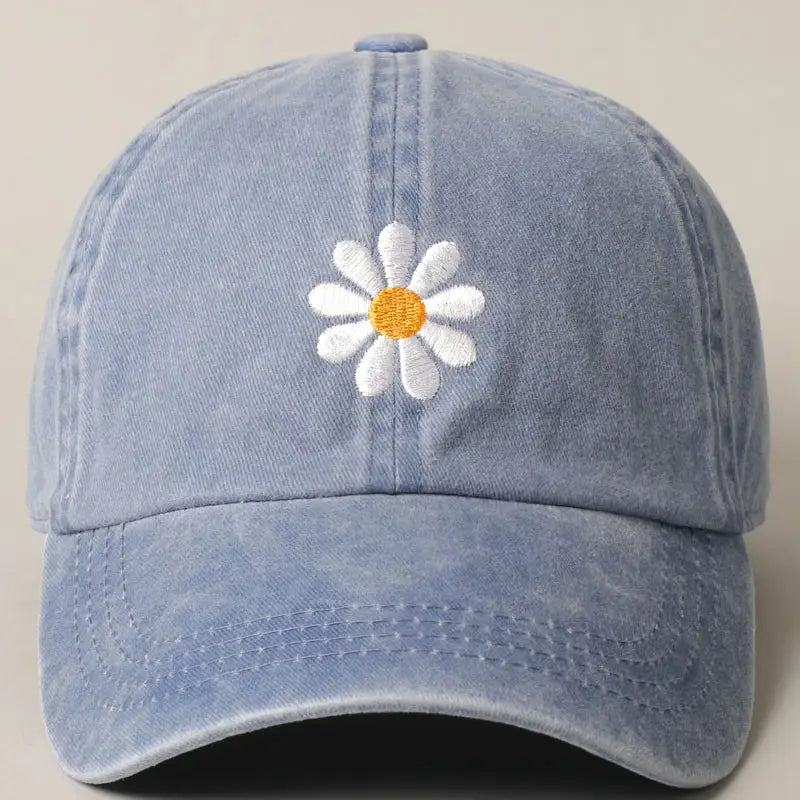 Daisy Embroidery Adjustable Baseball Cap Hat