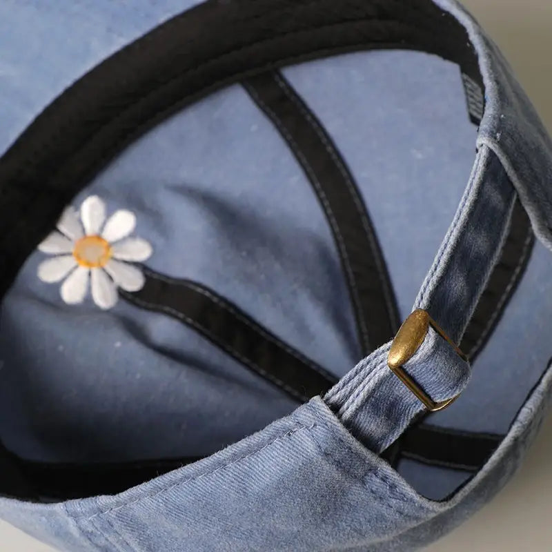 Daisy Embroidery Adjustable Baseball Cap Hat