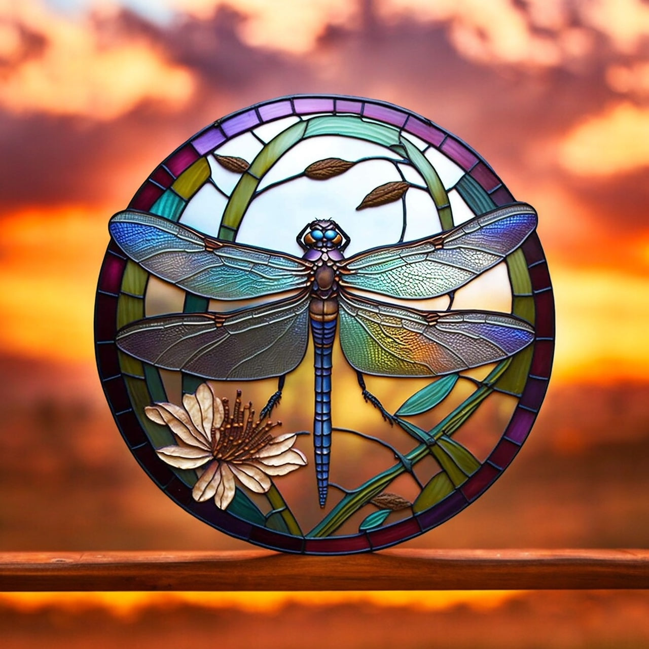 8" Colorful Dragonfly Wind Spinner Yard Decor with Vibrant Colors & Crystal Accent