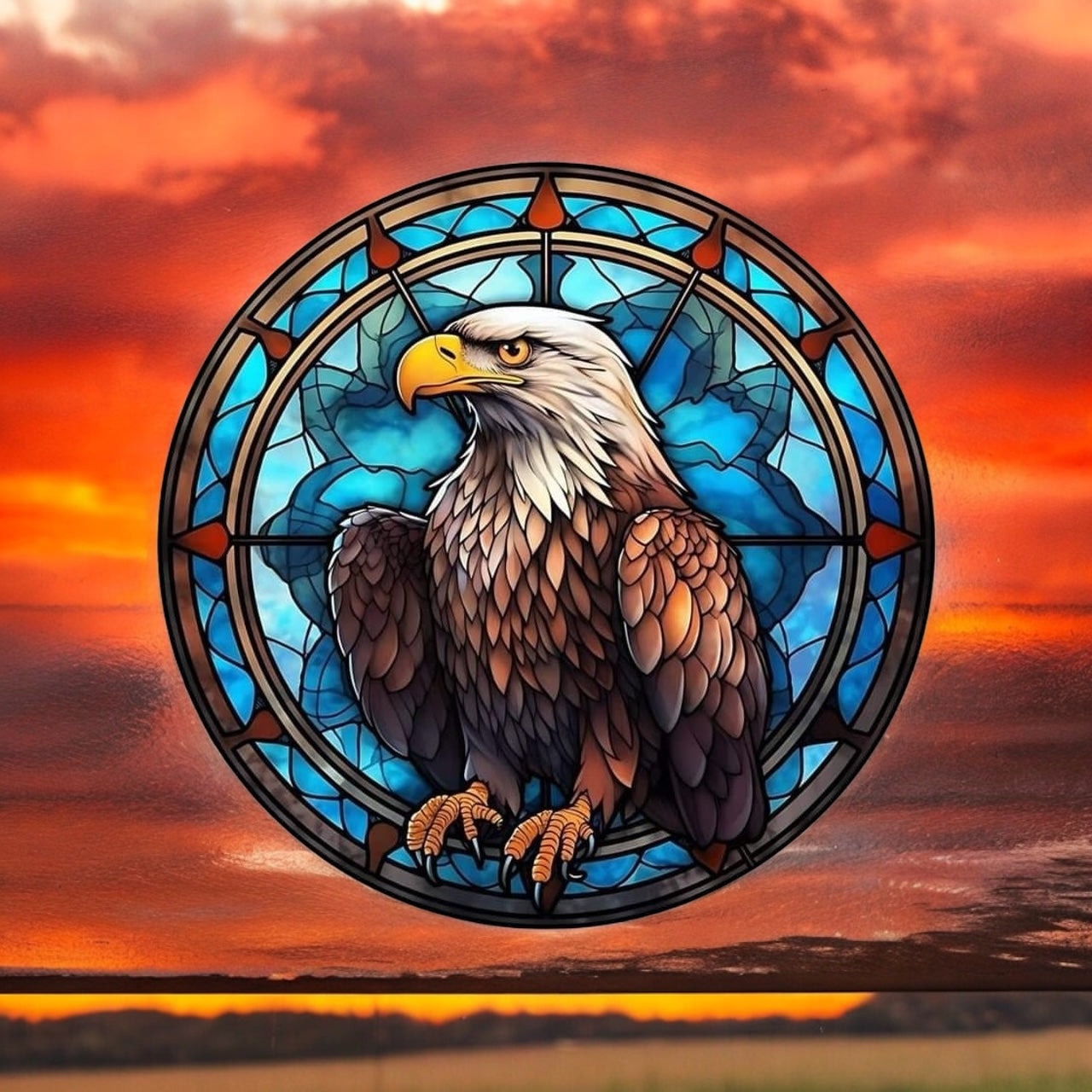 8" Colorful Eagle Wind Spinner Yard Decor with Vibrant Colors & Crystal Accent
