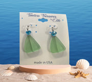 Handmade Sea Glass/Glass Drop Earrings Seafoam Green with Glass Accents