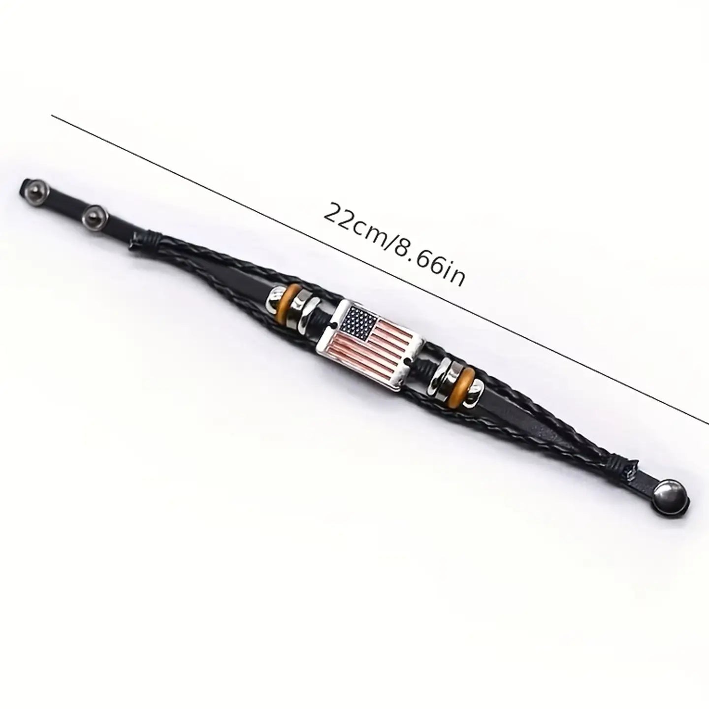 USA Flag Braided Leather Bracelet Perfect For Women or Men