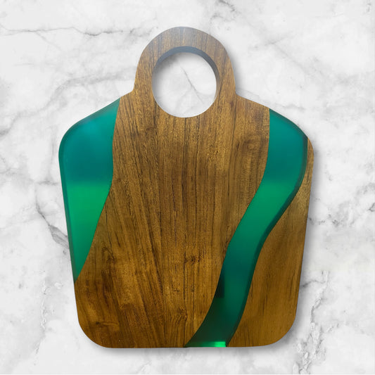 Small Green Epoxy Resin Charcuterie Board. New Never Used