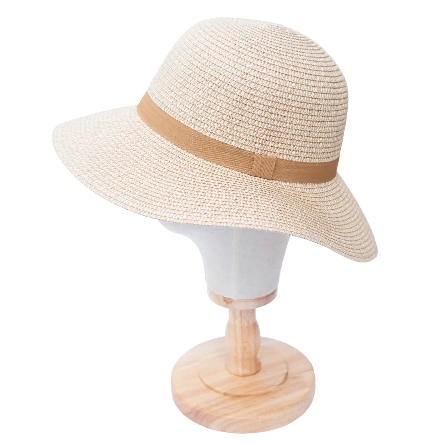 Summer Sun Two Tone Cloche Hat w/ Carmel Band