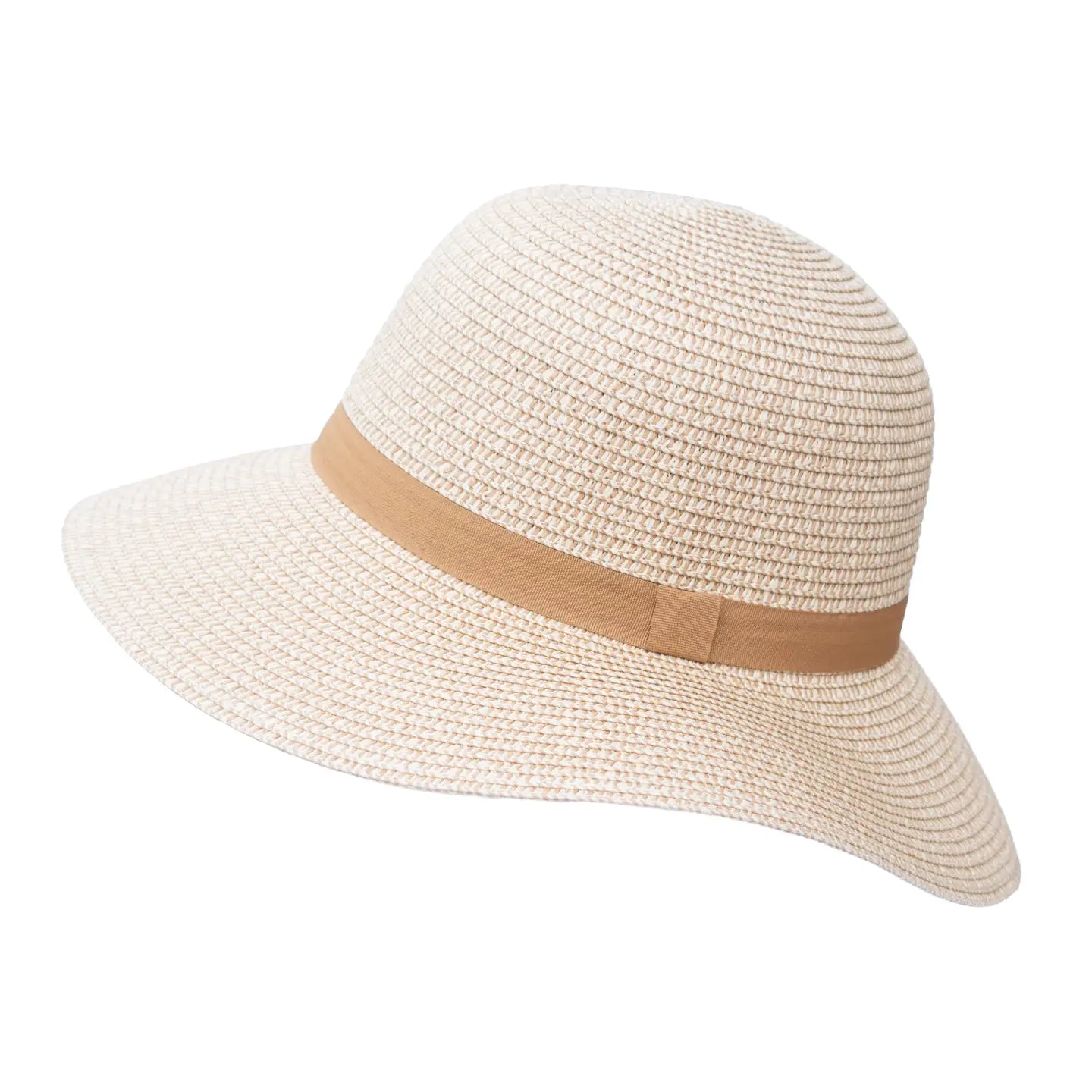 Summer Sun Two Tone Cloche Hat w/ Carmel Band