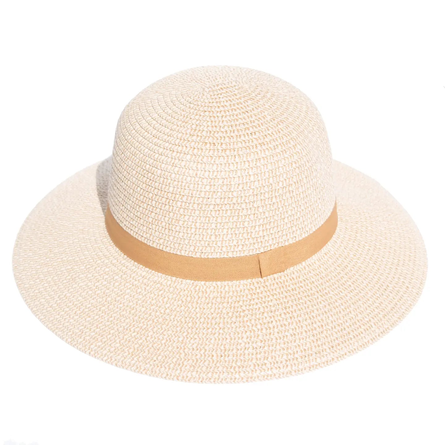 Summer Sun Two Tone Cloche Hat w/ Carmel Band