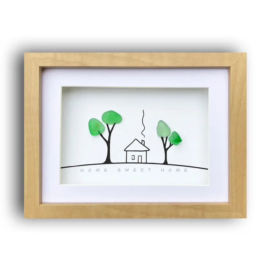Home Sweet Home Sea Glass Framed Art