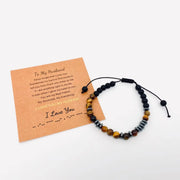 Morse Code "I Love You" "Husband" Tiger's Eye Stone Gift Bracelets