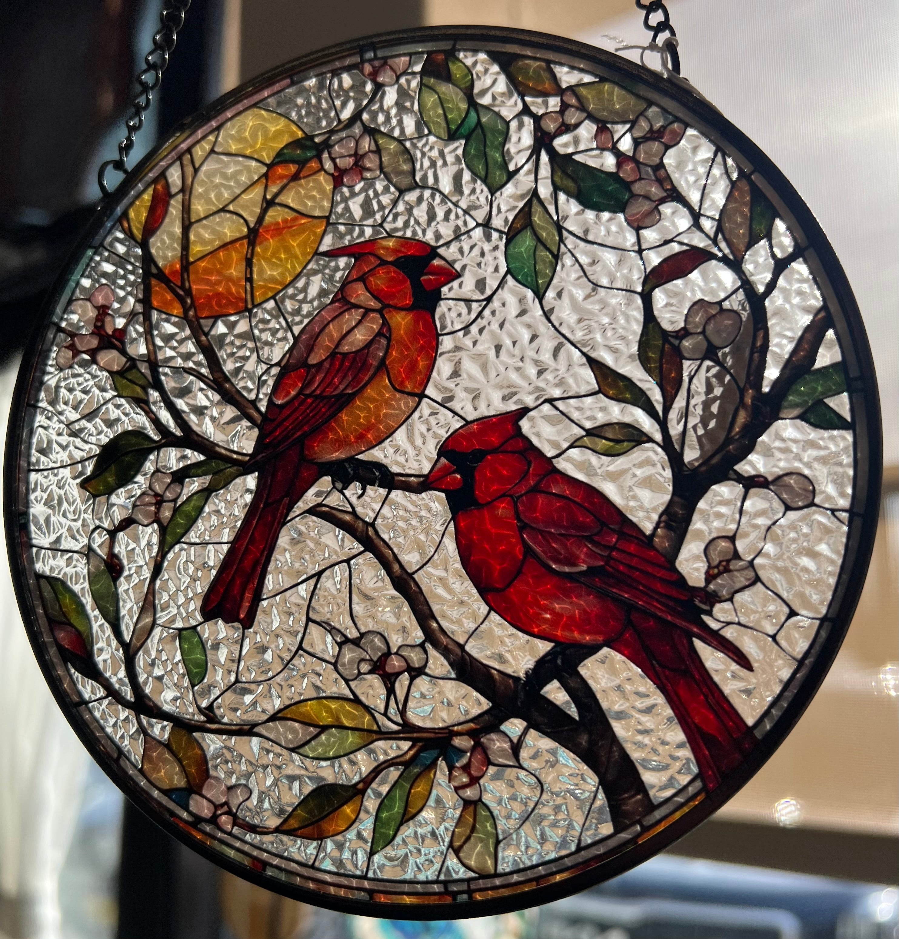 Cardinal Stainer Glass Suncatcher 6"