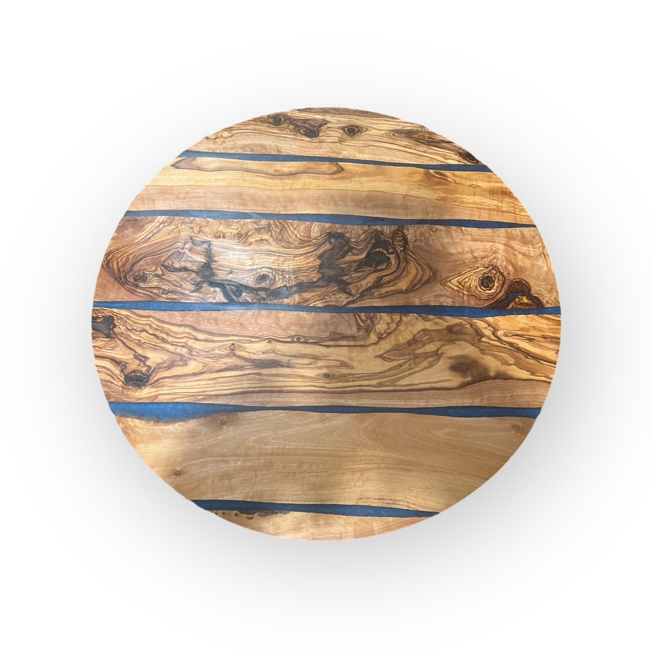 Olive Wood & Blue Epoxy Resin Lazy Susan, Charcuterie, Meat & Cheese Board 15-1/2"