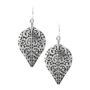 Filigree Metal Leaf Shape Dangle Earrings