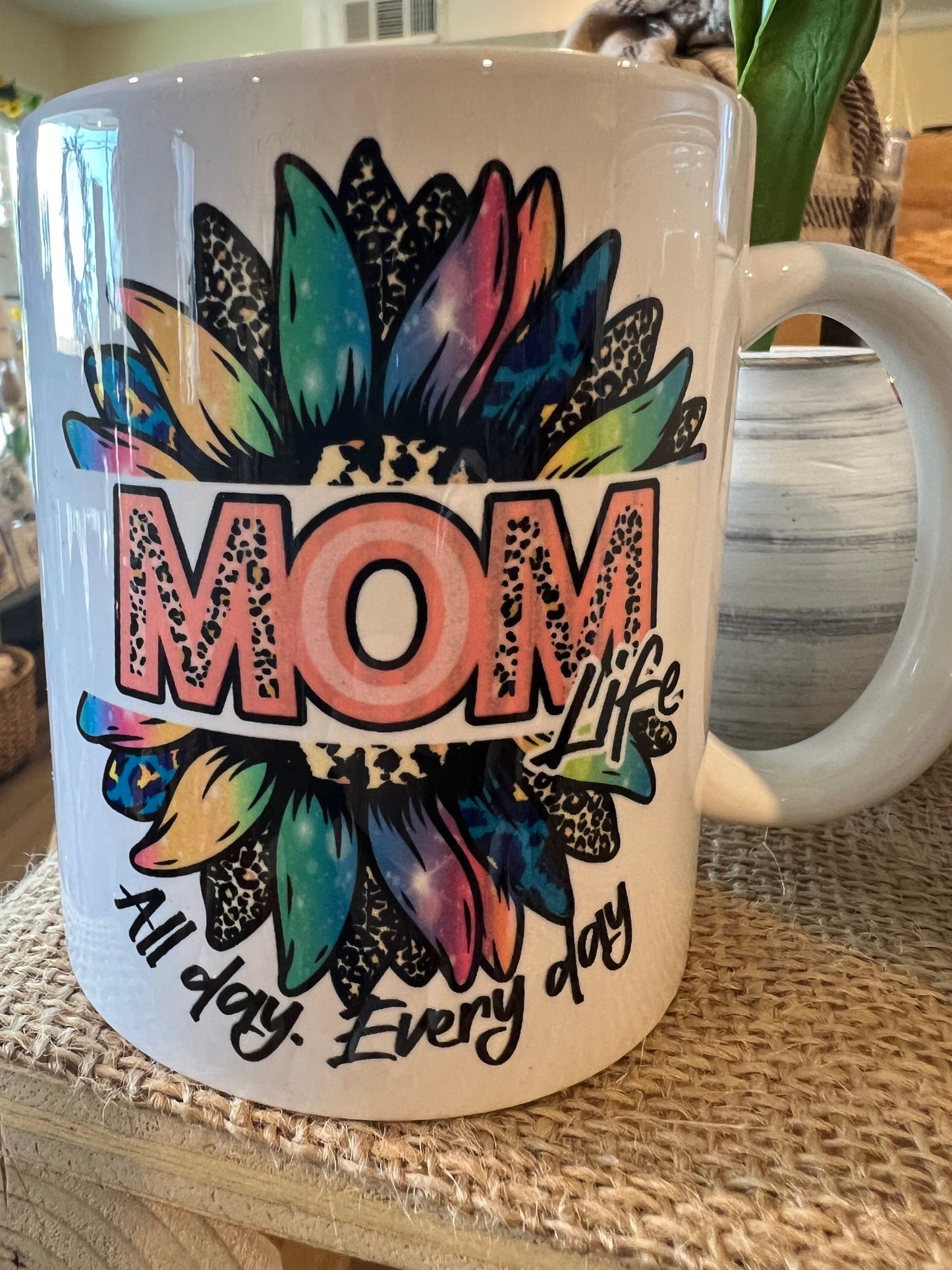 11oz 2 sided Mug, Mom Life! Sunflower, Mother's Day Gift, Mom Birthday Gift, Coffee Mug