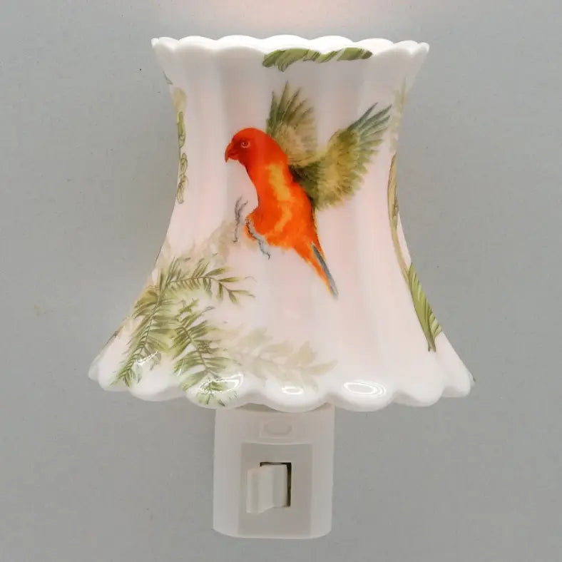 Porcelain Parrot Night Light & Oil Burner - Exquisite Home Decor Accent