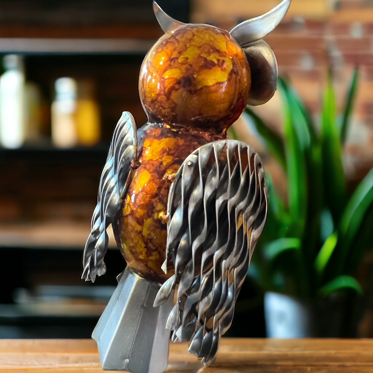 Colorful Tabletop Metal Owl, Beautiful Unique Work of Art. Great Gift!!