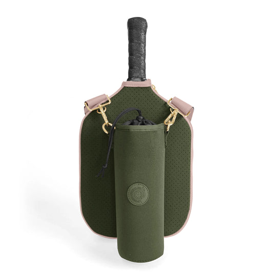 Drawstring Pickleball and Water Bottle Holder Brown or Green