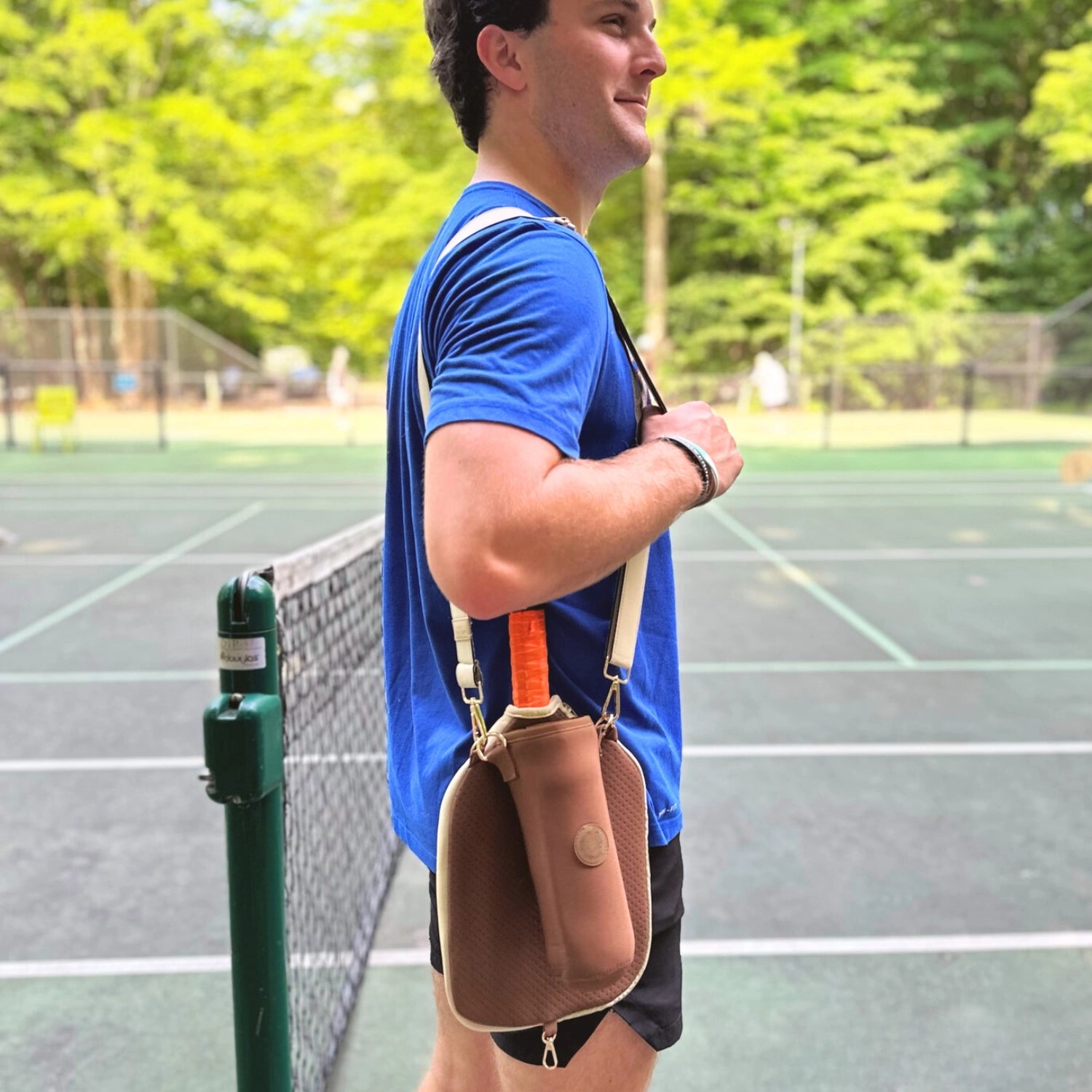 Drawstring Pickleball and Water Bottle Holder Brown or Green