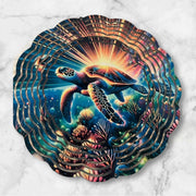 8" Colorful Sea Turtle Wind Spinner Yard Decor with Vibrant Colors & Crystal Accent