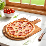 Acacia Wood Pizza Peel & Charcuterie Board, 12"x10" with Mouse Cheese Cutter