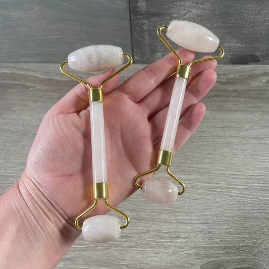 Gemstone Facial Roller, Rose Quartz - Gold