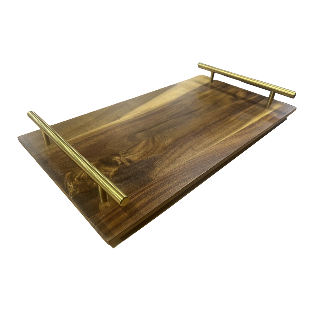 Large Serving Tray with 2 Gold Metal Handles