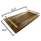 Large Serving Tray with 2 Gold Metal Handles