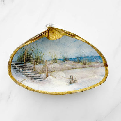 Sand Dunes Decoupage Clam Shell Trinket Dish