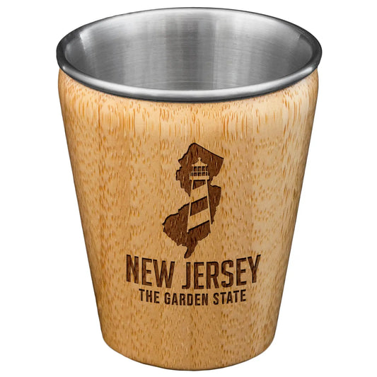 New Jersey Engraved Shot Glass, Bamboo with Stainless Steel