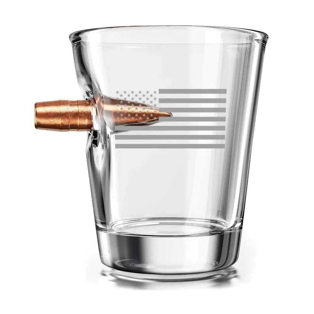 American Flag Shot Glass with Bullet