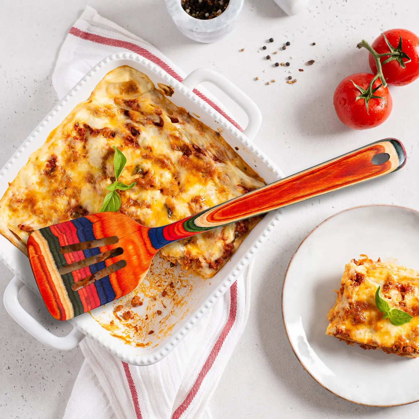 Baltique® Marrakesh Colorful Wooden Slotted Spatula, 12.5"