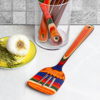 Baltique® Marrakesh Colorful Wooden Slotted Spatula, 12.5"