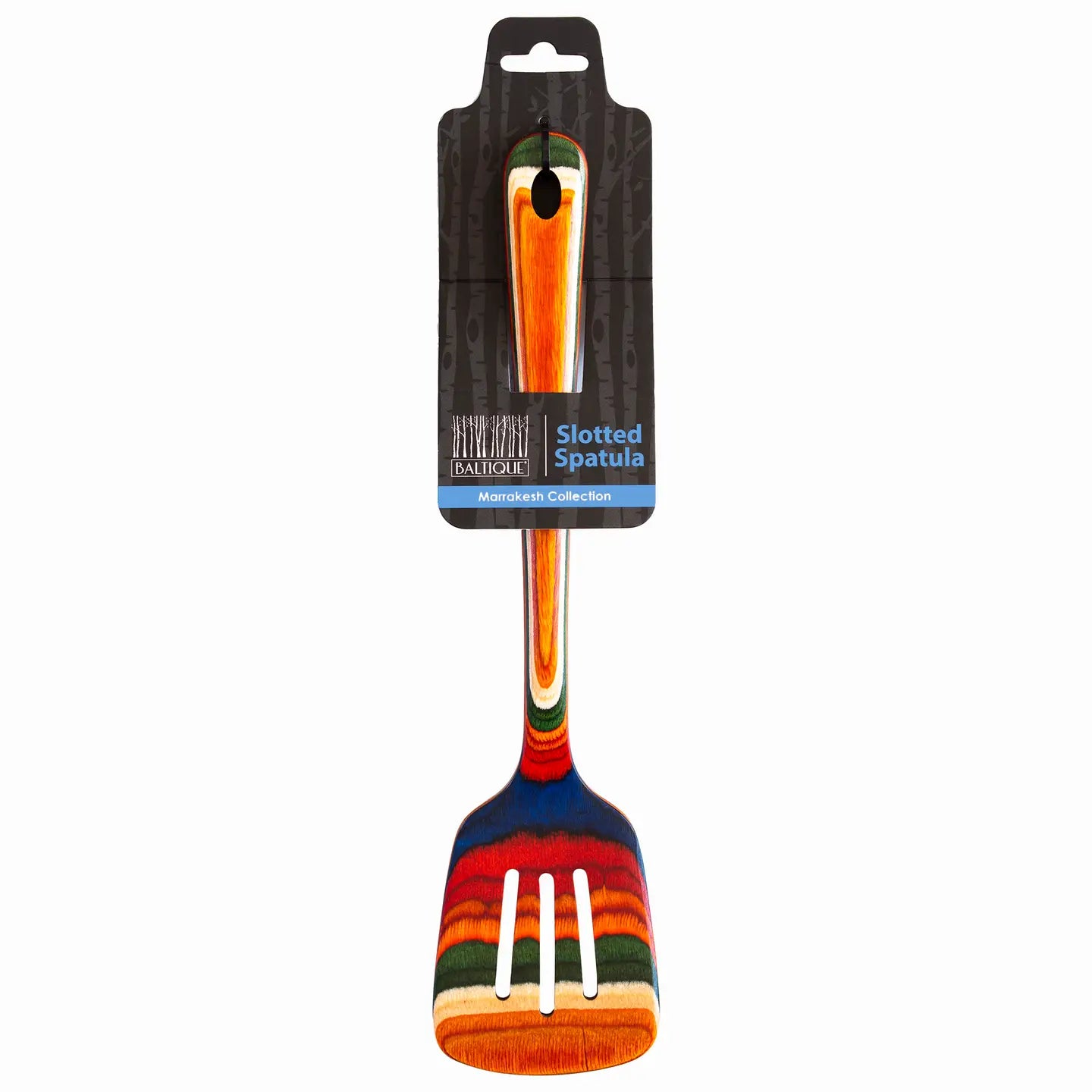 Baltique® Marrakesh Colorful Wooden Slotted Spatula, 12.5"