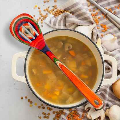 Baltique® Marrakesh Colorful Wooden Slotted Spoon, 12.5"