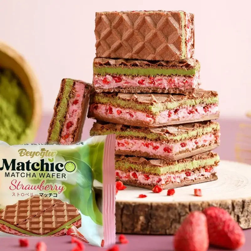 Beyoglu Matchico Premium Matcha Wafer - Strawberry Cream - 32g