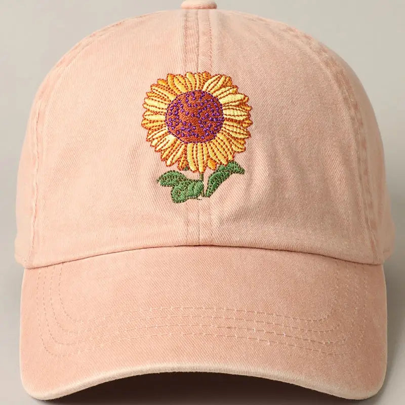 Sunflower Embroidery Baseball Cap Hat