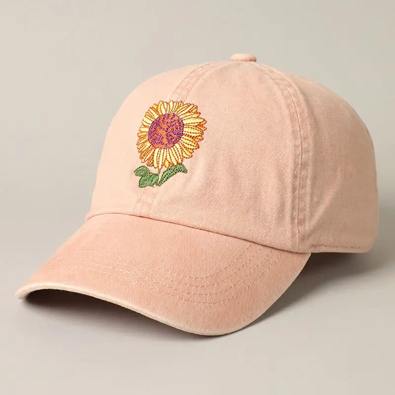 Sunflower Embroidery Baseball Cap Hat