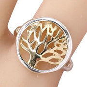 Silver & Gold Tree of Life Cutout Stretch Ring