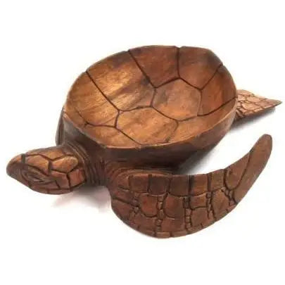 Sea Turtle Bowl Mahogany Wood 12"