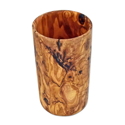 Slim Round Olive Wood Utensil Cup