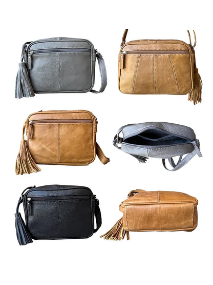 Genuine Cowhide Leather Crossbody Brown WO17