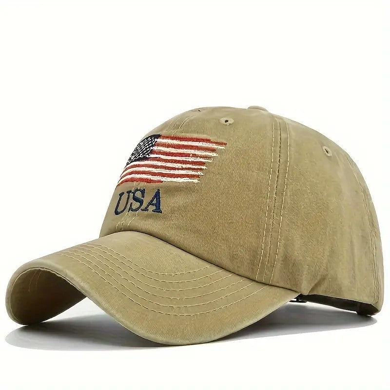 USA Flag Baseball Cap Adjustable Dad Hat Patriotic Embroider
