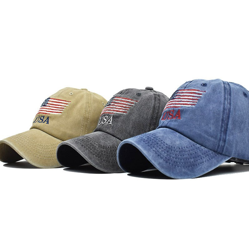 USA Flag Baseball Cap Adjustable Dad Hat Patriotic Embroider