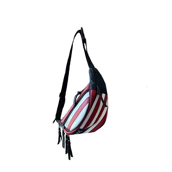 American Flag Cowhide Leather Fanny Pack