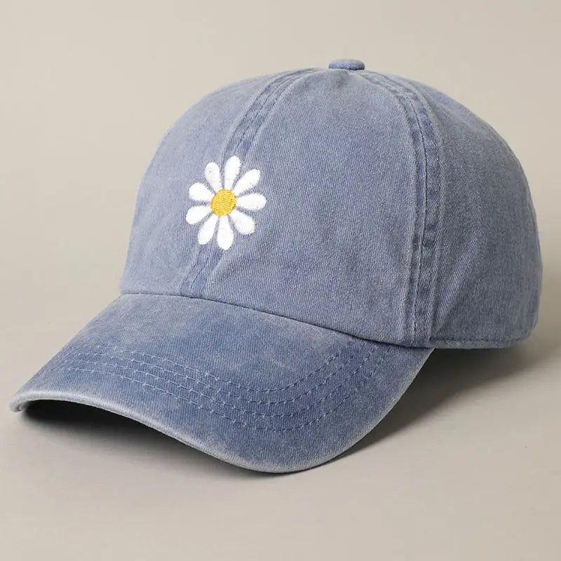 Daisy Embroidery Adjustable Baseball Cap Hat
