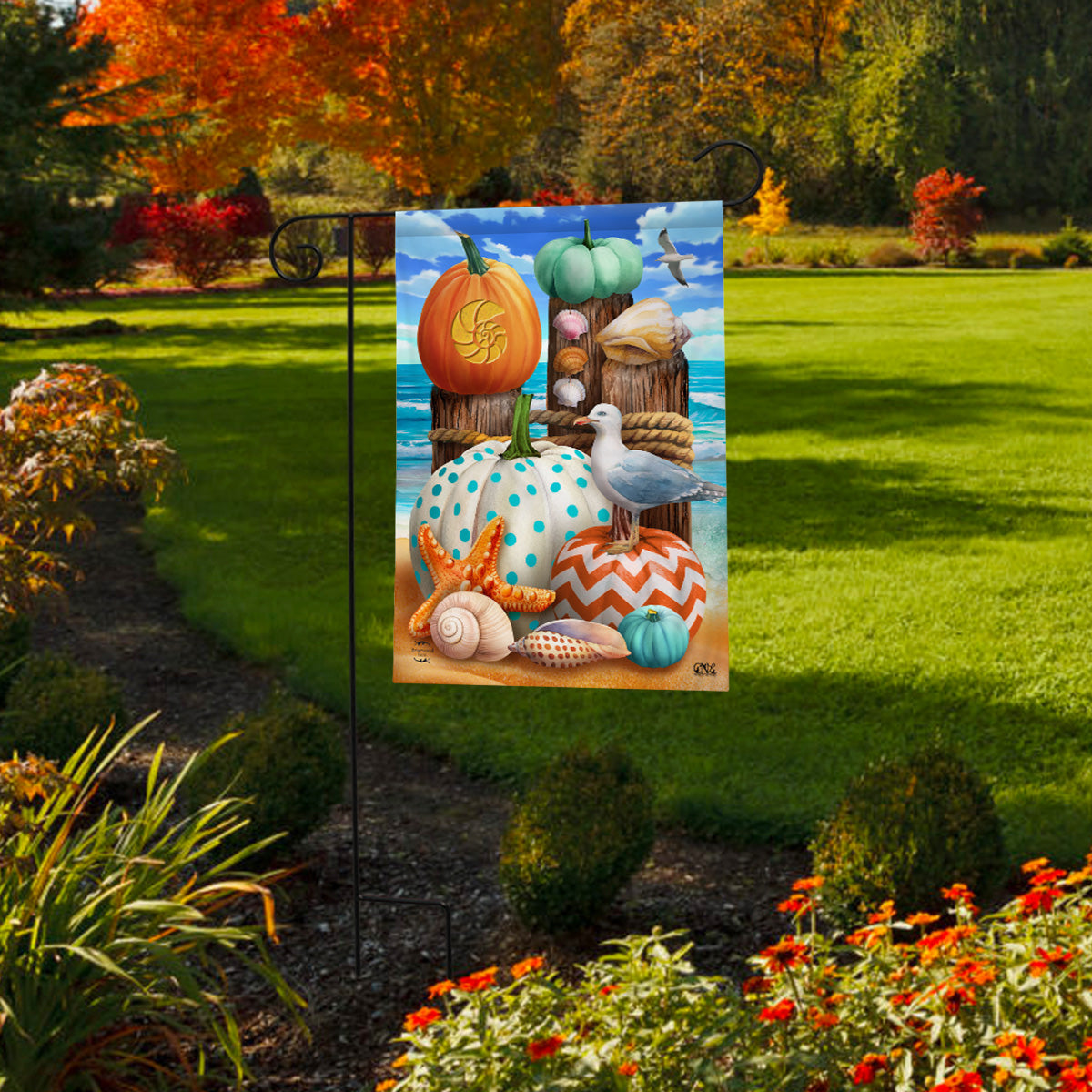 Seaside Fall Garden Flag 12" X 18" Briarwood Lane