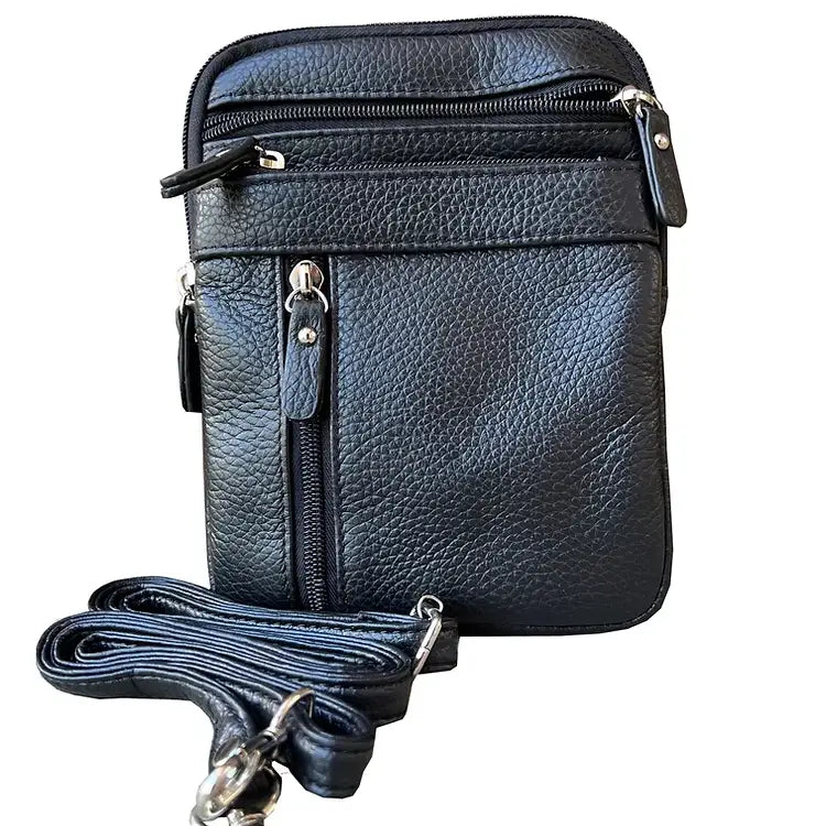 Genuine Cowhide Leather Crossbody Black